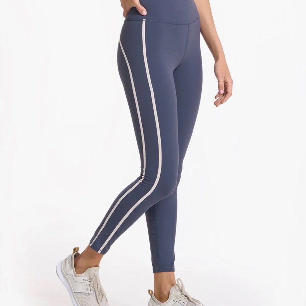 Vuori Track Leggings, Azure Blue with Stripe detailing
